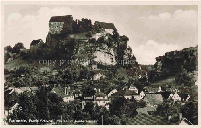 Pottenstein Oberfranken Teilansicht mit ehemaliger Raubritterburg