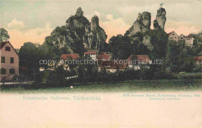 Tuechersfeld Pottenstein Fraenkische Schweiz Bayern Teilansicht Felsformationen
