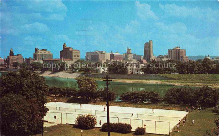 Dayton Ohio USA Panorama Skyline viewed from the Art Institute Miami River River