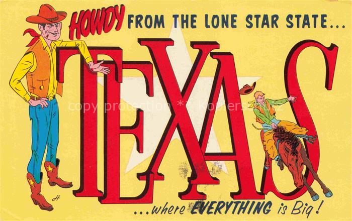 Texas US-State Howdy from the Lone Star State Texas Cowboy Rodeo Kuenstlerkarte