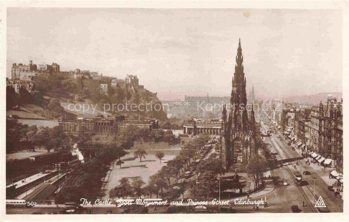 EDINBURGH SCOTLAND UK The Castle Scott Monument and Princes Street