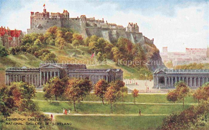 EDINBURGH  SCOTLAND UK Castle and National Gallery of Scotland from an original