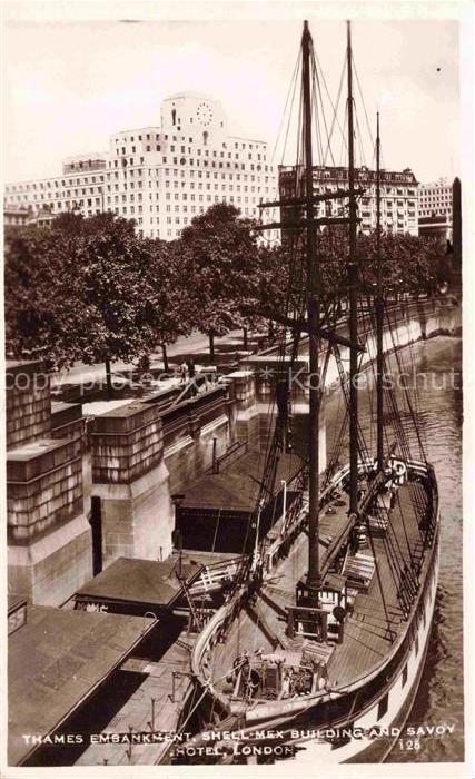 LONDON  UK Thames Embankment Shell Mex Building and Savoy Hotel