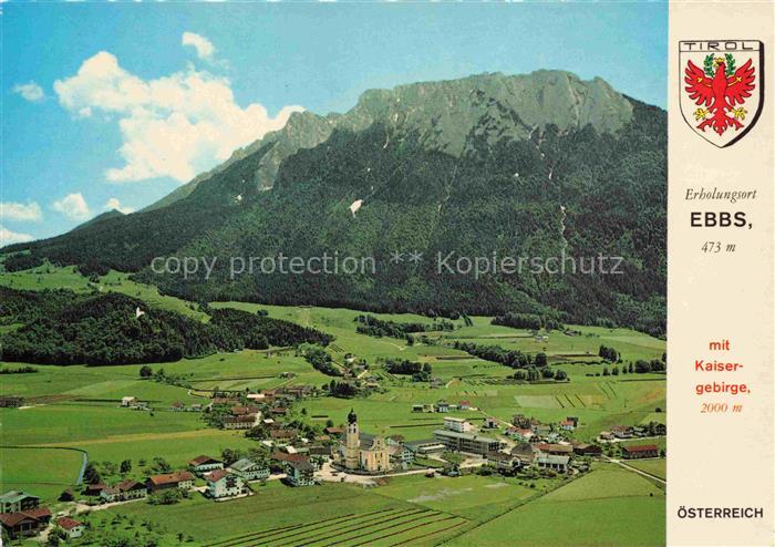 Ebbs Kufstein Tirol AT Panorama Erholungsort mit Kaisergebirge Wappen