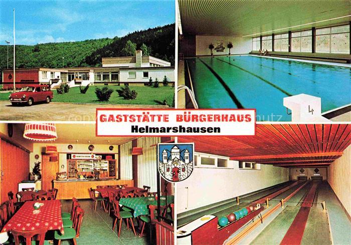 Helmarshausen Bad Karlshafen Hessen Gaststaette Buergerhaus Gastraum Kegelbahn H