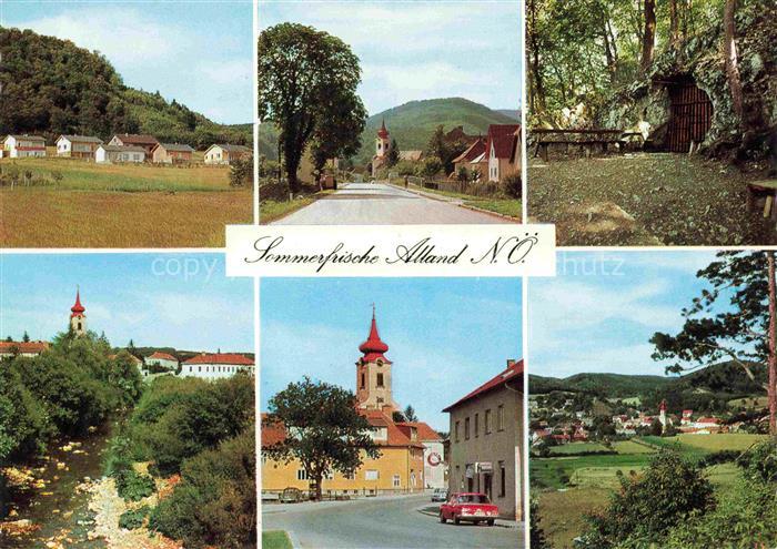 Alland Wiener Sueden Niederoesterreich AT Teilansichten Kirche Landschaftspanora