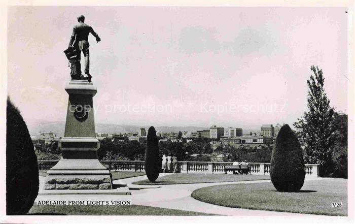 Adelaide Australia The city as seen fom Light's Vision Monument Statue