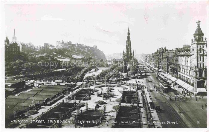 EDINBURGH  SCOTLAND UK Princess Street Castle Scott Monument