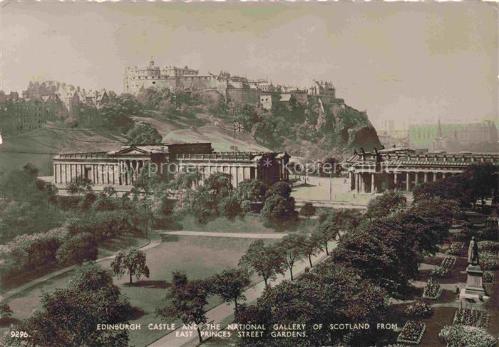 EDINBURGH  SCOTLAND UK Panorama Castle National Gallery of Scotland as seen from