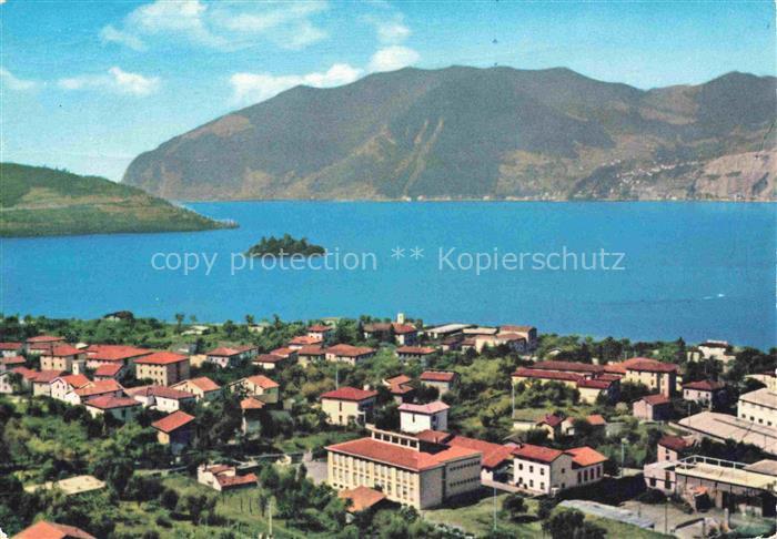 Marone Lago d Iseo BRESCIA Lombardia IT Panorama Isola di Loreto veduta aereo
