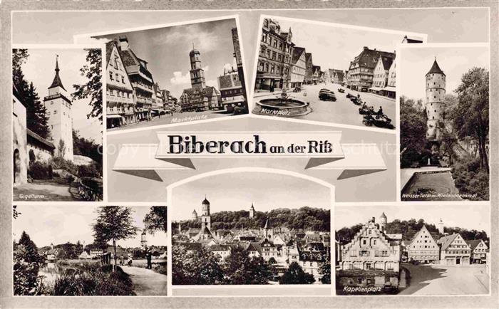 BIBERACH  Riss BW Gigelturm Marktplatz Weisser Turm Kapellenplatz Stadtpanorama