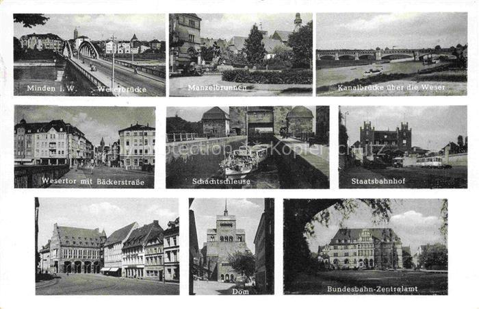 Minden  Westfalen Weser NRW Weserbruecke Manzelbrunnen Wesertor Schachtschleuse