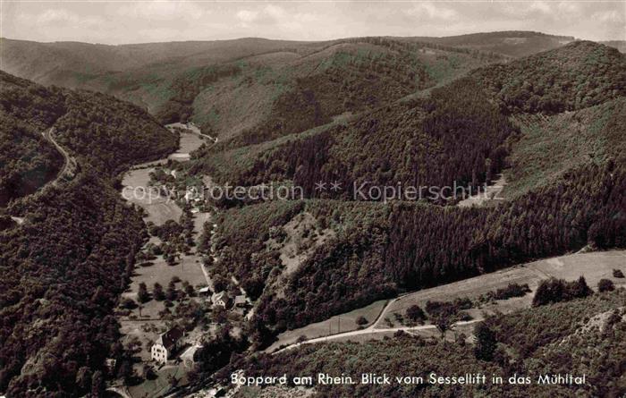 Boppard Rhein Rheinland-Pfalz Panorama Blick vom Sessellift in das Muehltal