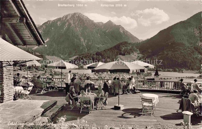 Bad Hindelang Erholungsheim Alpenhof Terrasse Blick gegen Breitenberg Rotspitze