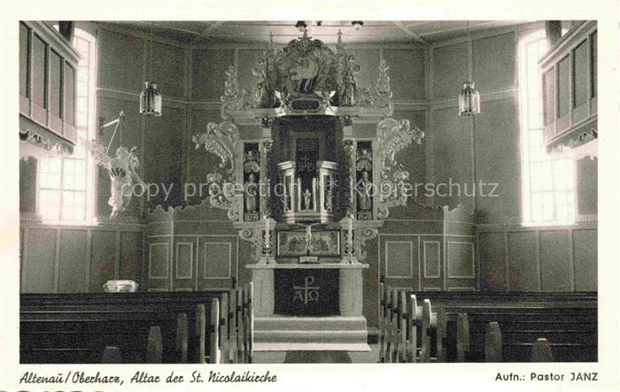 Altenau Harz Gemkenthal Niedersachsen Altar der St. Nicolaikirche Kupfertiefdruc