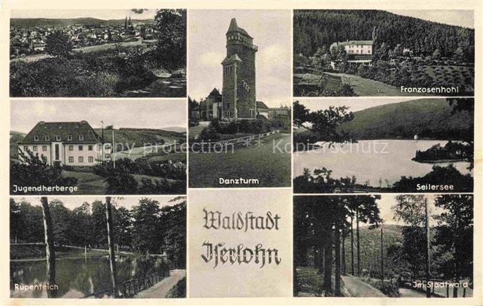 ISERLOHN NRW Panorama Jugendherberge Teich Danzturm Franzosenhohl Seilersee Stad
