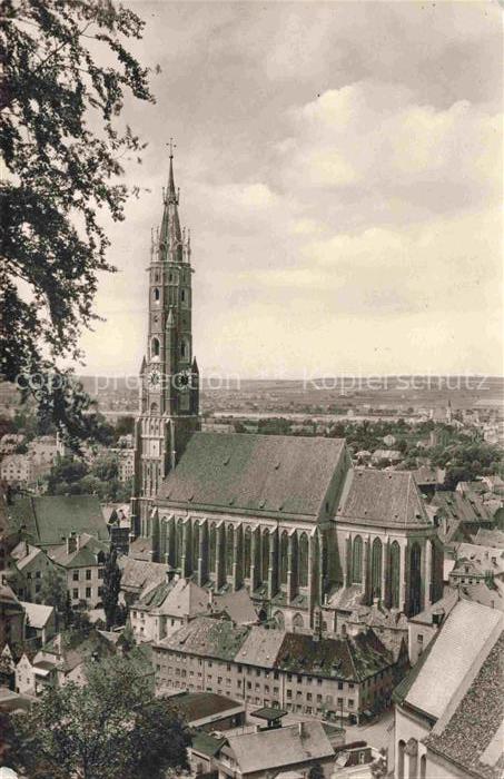 LANDSHUT  Isar Stadtbild mit St. Martinskirche Blick von der Burg Trausnitz