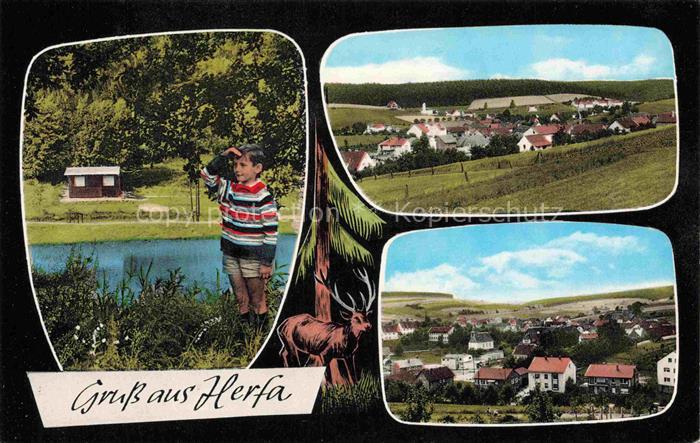 Herfa Heringen Werra Hessen Panorama Teilansichten Partie am Wasser Kleine Junge