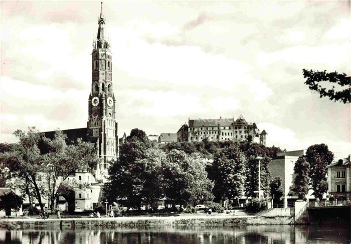 LANDSHUT  Isar Blick ueber die Isar auf Dom und Burg Trausnitz