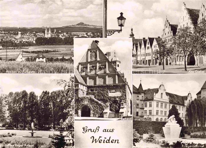 Weiden  Oberpfalz Panorama Park Motive Stadtzentrum Giebelhaeuser Denkmal