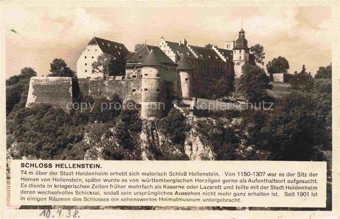 HEIDENHEIM Brenz BW Schloss Hellenstein Historie Kosmos-Chronik-Karte