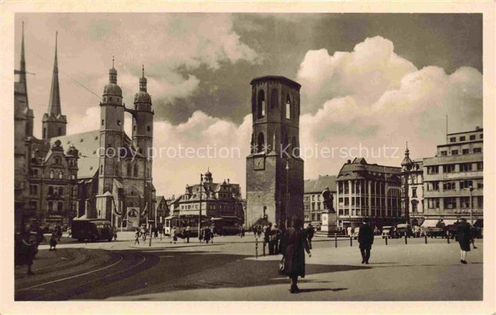 HALLE  SAALE Marktplatz Kirche Roter Turm