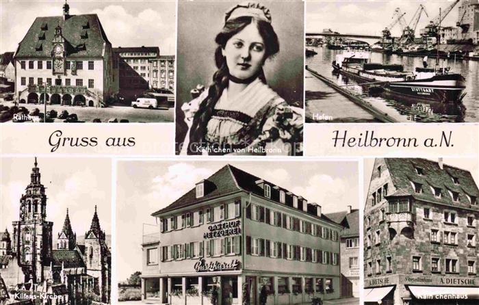 HEILBRONN Neckar Rathaus Kaethchen von Heilbronn Hafen Kirche Gasthof Historisch