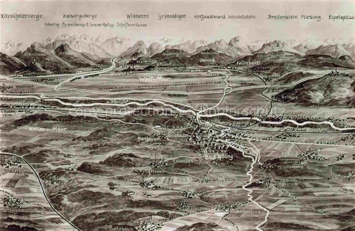 BAD AIBLING Panoramakarte mit Kitzbueheler Bergen