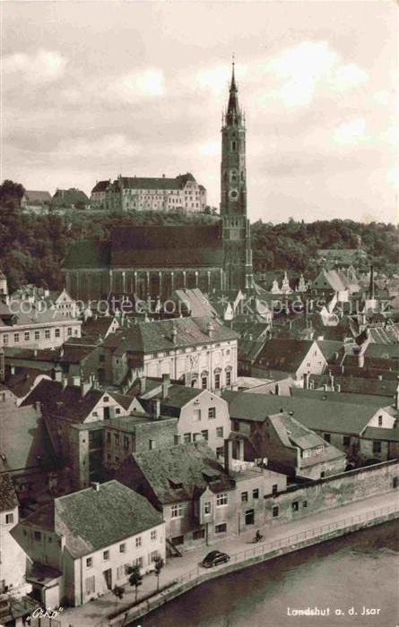 LANDSHUT  Isar Isarpartie mit Kirche und Schloss