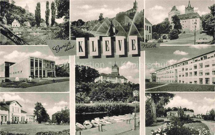 KLEVE Bad Cleve Panorama Schule Schloss Kuranlagen Bootsliegeplatz