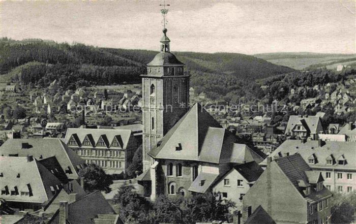 SIEGEN  Westfalen NRW Nikolaikirche mit Blick auf Fischbacherbergund Numbachtal