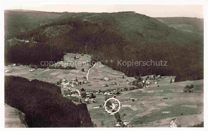 Obertal Baiersbronn Freudenstadt BW Fliegeraufnahme mit Hotel Pension Sonne