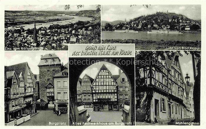 Linz Rhein Rheinland-Pfalz Blick vom Kaiserberg und von Bad Kripp Burgplatz Fach