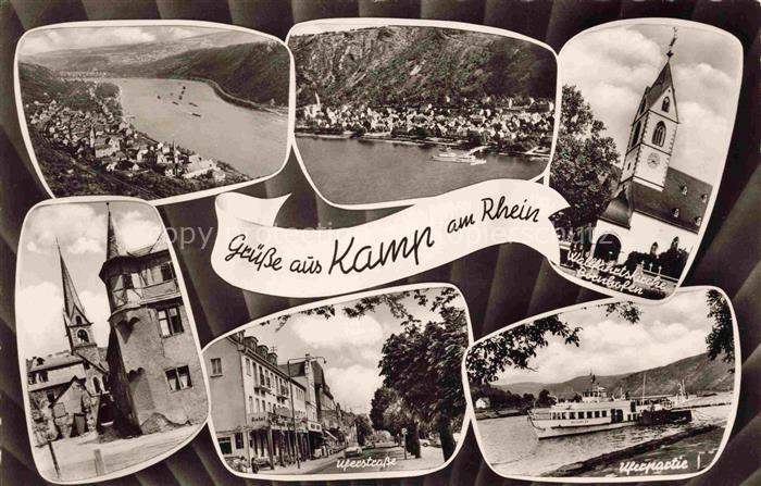 Kamp-Bornhofen Rhein Fliegeraufnahmen Wallfahrtskirche Uferstrasse Uferpartie