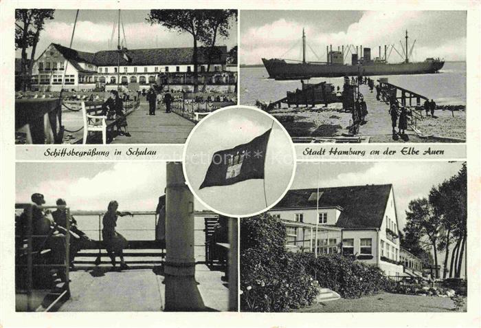 Schulau Wedel Schiffsbegruessung in Schulau Stadt Hamburg an der Elbe Auen