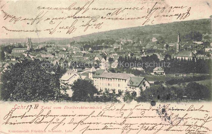 LAHR Baden Ortenaukreis BW Panorama vom Dreikirchturmblick