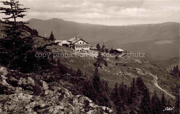 Arberschutzhaus 1456m Bayerisch Eisenstein Bayern auf dem grossen Arber mit Blic