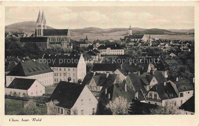 Cham  Oberpfalz Stadtansicht mit Kirche