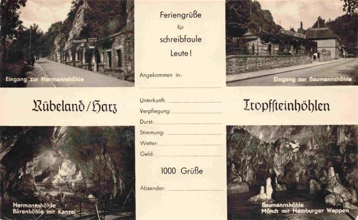 Ruebeland Elbingerode Harz Sachsen-Anhalt Hermannshoehle Baerenhoehle mit Kanzel
