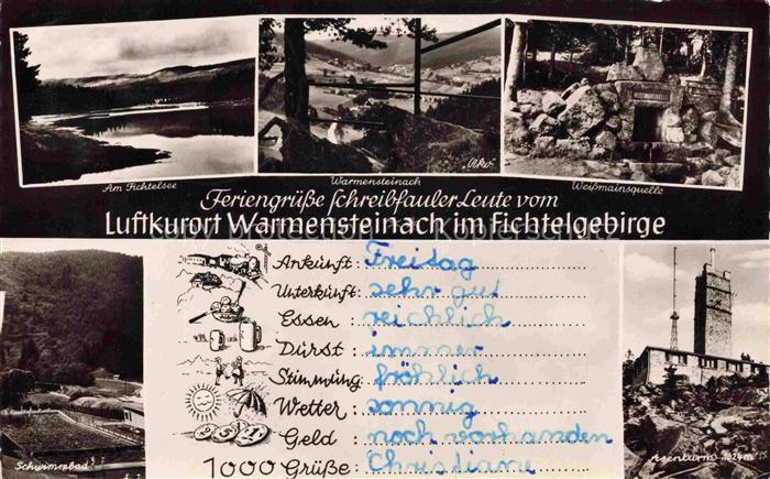 Warmensteinach Fichtelgebirge Bayern Fichtelsee Ortblick Weissmainsquelle Schwim