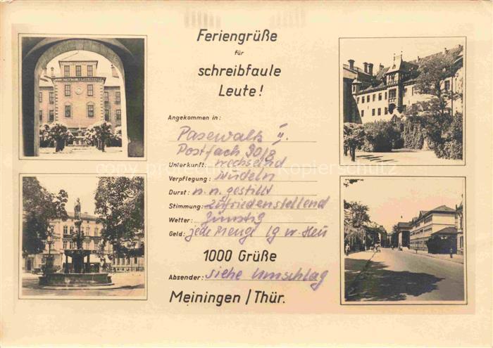 Meiningen Thueringen Torblick Brunnen Ortsmotive