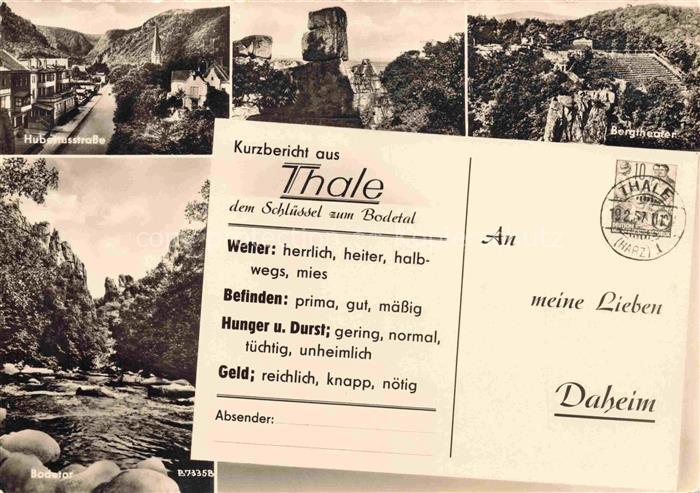 Thale Harz Hubertusstrasse Bergtheater Bodetor