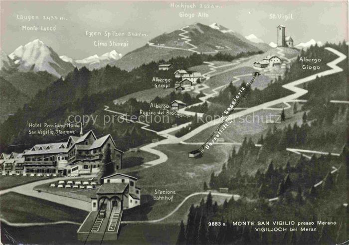 Vigiljoch 1500m Monte San Vigilio Lana Meran IT Panoramakarte