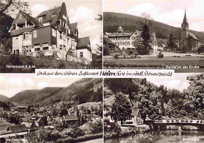 Hoefen  Enz Ferienheim EAM Kirche Dorfansicht Enzbruecke