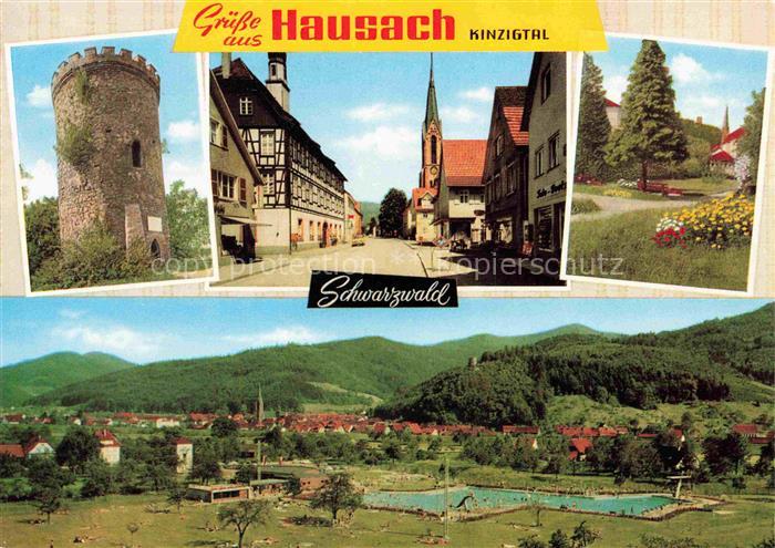 Hausach Turm Strassenpartie Park Panorama Schwimmbad