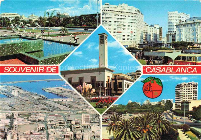 CASABLANCA Maroc Teilansichten Zentrum Park Wasserspiele Hafen Luftaufnahme