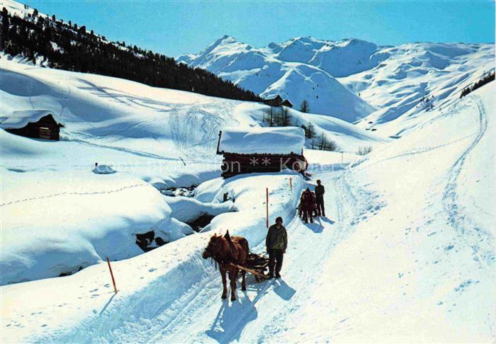 Rojental Reschen See Obervinschgau IT Winterpanorama Pferdeschlitten