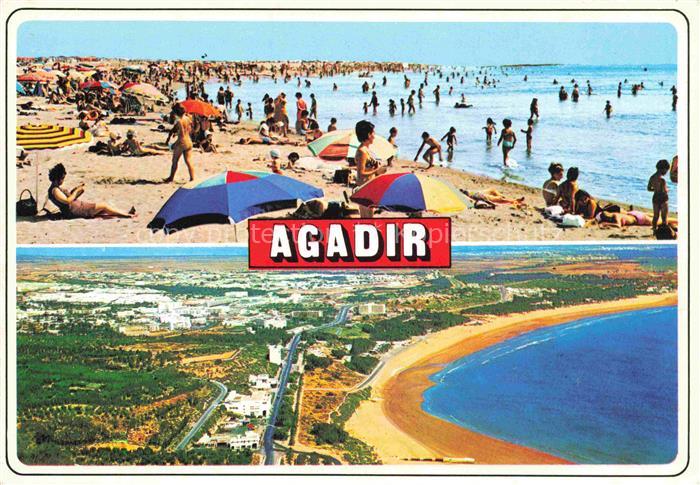 Agadir Maroc Strandleben Kuestenpanorama Luftaufnahme