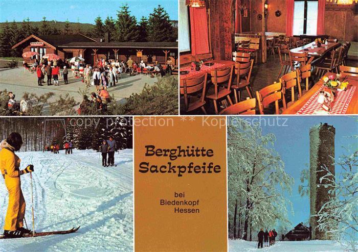 Biedenkopf Lahn Hessen Berghuette Sackpfeife Gaststube Terrasse Wintersport Auss