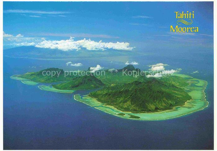 Tahiti Polynesia The sister Ilsands of Tahiti and Moorea aerial view